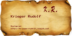 Krieger Rudolf névjegykártya